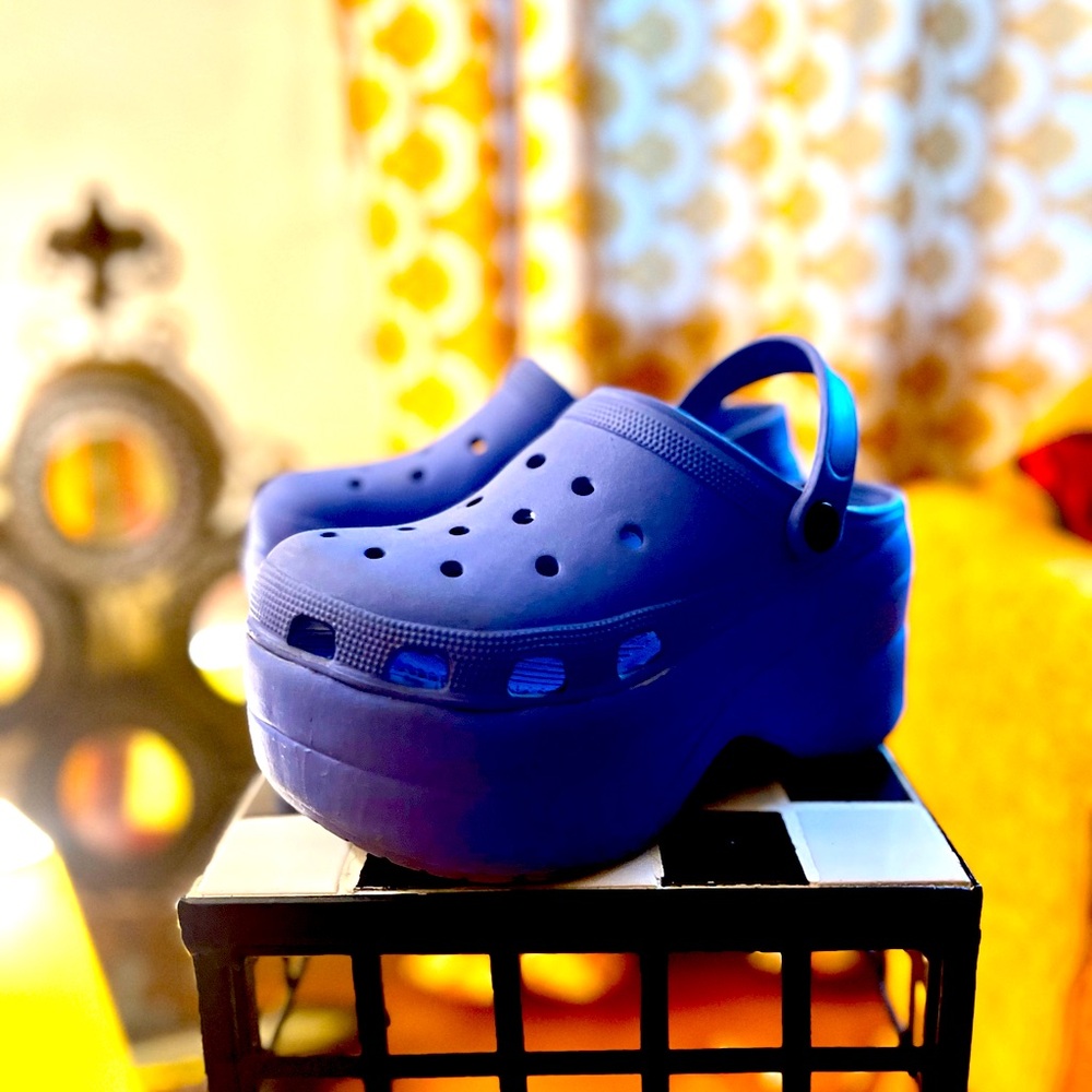 Blue Platform Clogs